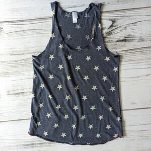 Alternative Earth Light Weight Racerback Blue and Start Flag Tank Top sz L